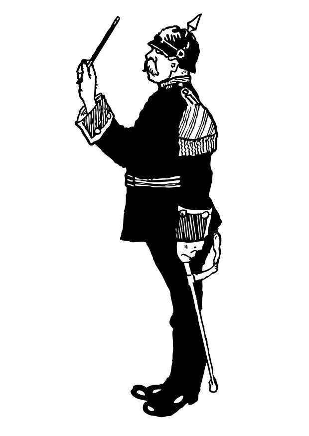Página para colorir maestro de orquestra militar