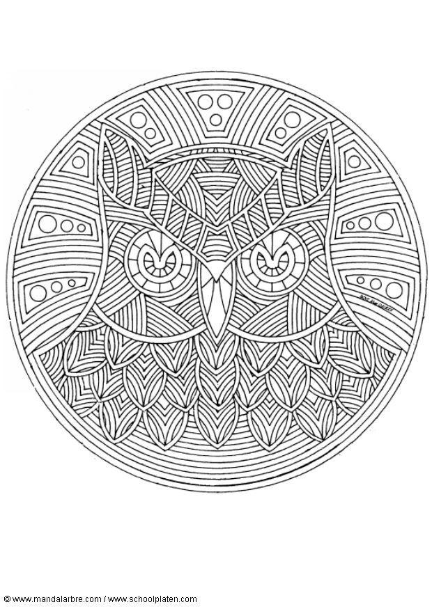 mandala de coruja Página para colorir mandala de coruja