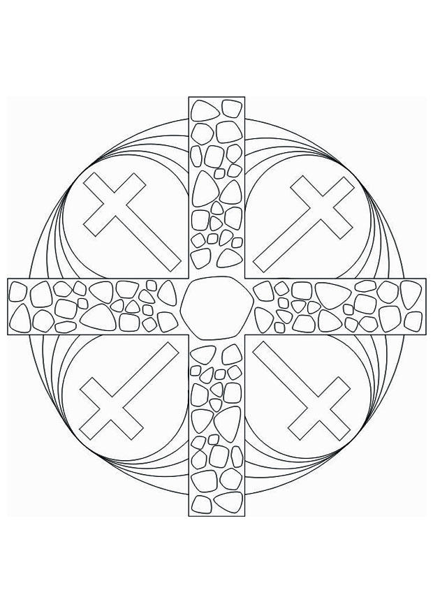 mandala de cruz Página para colorir mandala de cruz