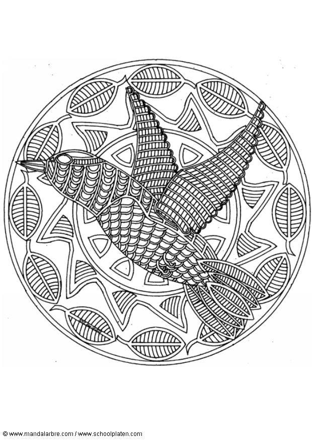 mandala de de pA¡ssaro Página para colorir mandala de de pA¡ssaro