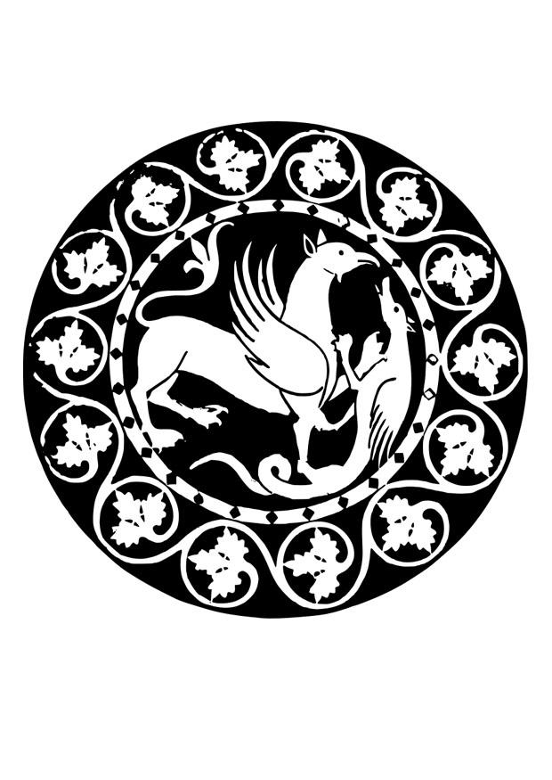 mandala de grifo e dragA£o Página para colorir mandala de grifo e dragA£o