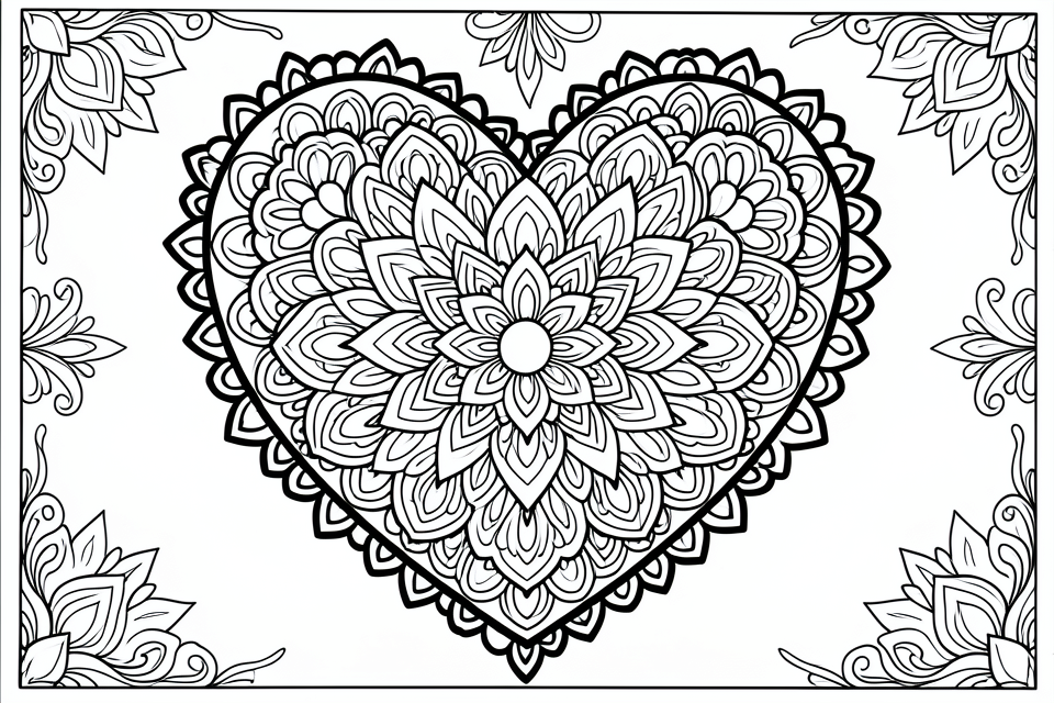 mandala do coraA§A£o Página para colorir mandala do coraA§A£o