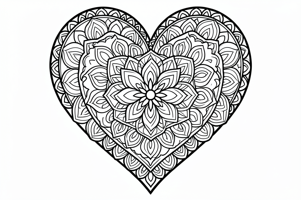 mandala do coraA§A£o Página para colorir mandala do coraA§A£o