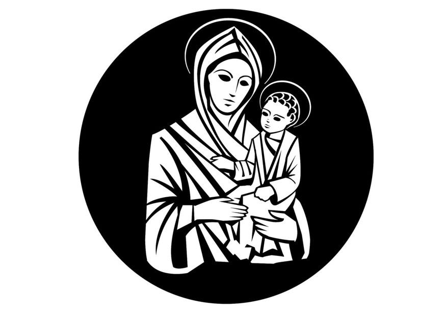 Página para colorir maria e jesus 