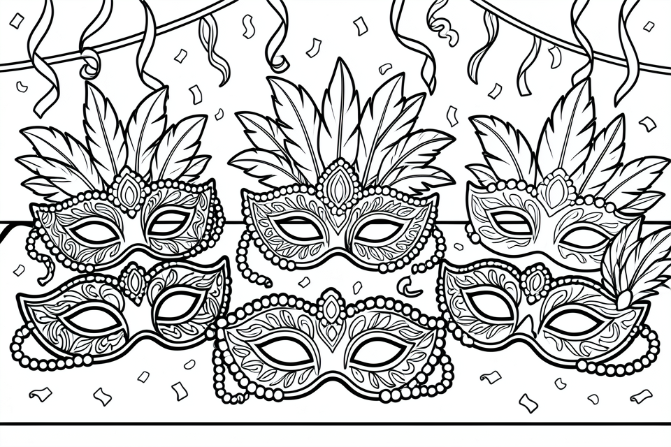 mA¡scaras de carnaval Página para colorir mA¡scaras de carnaval