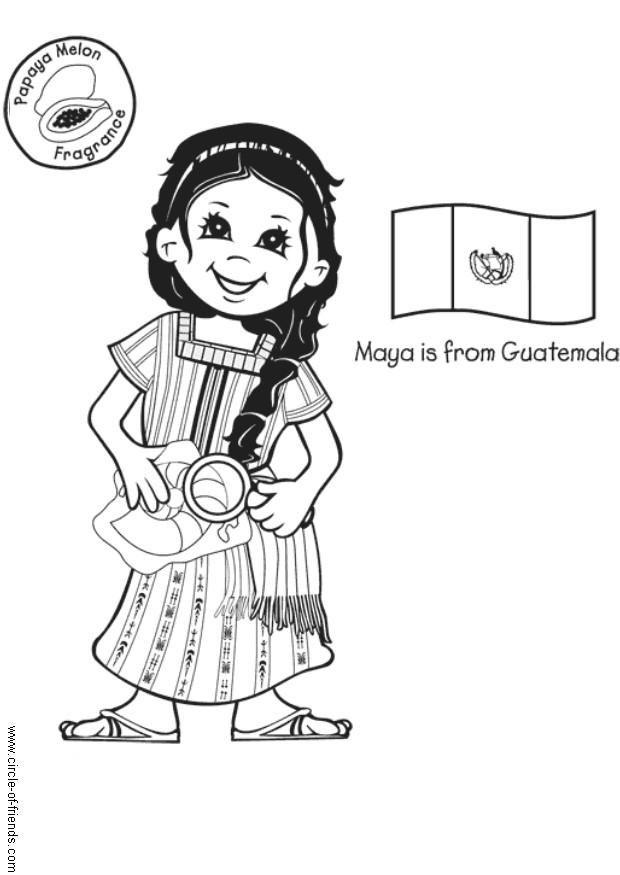 maya da guatemala com a bandeira Página para colorir maya da guatemala com a bandeira