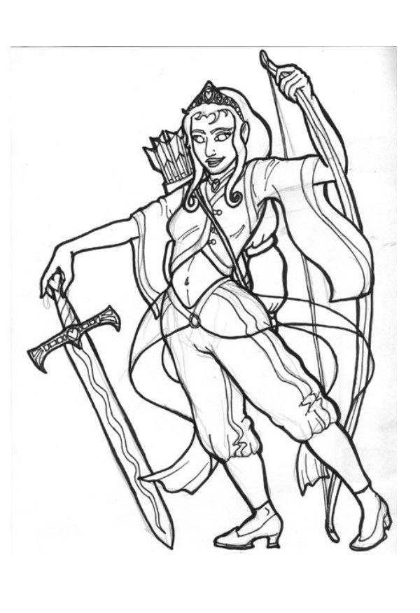 mellia, arqueira guerreira Página para colorir mellia, arqueira guerreira
