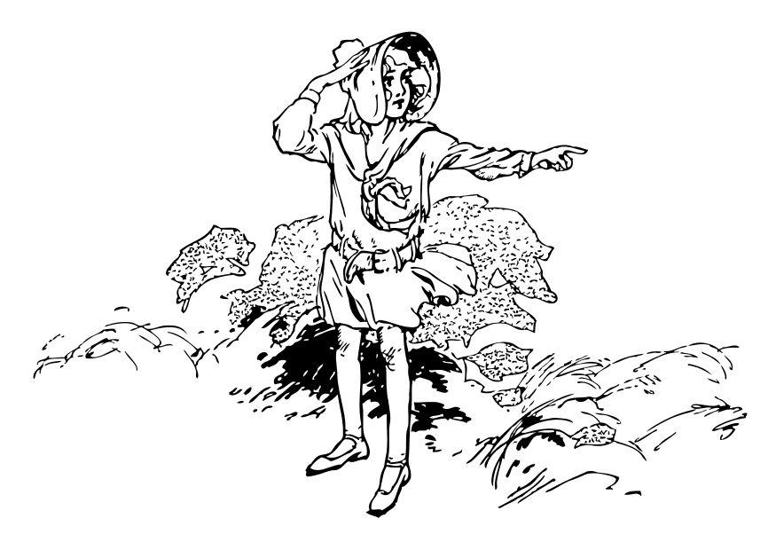menina aponta o caminho Página para colorir menina aponta o caminho