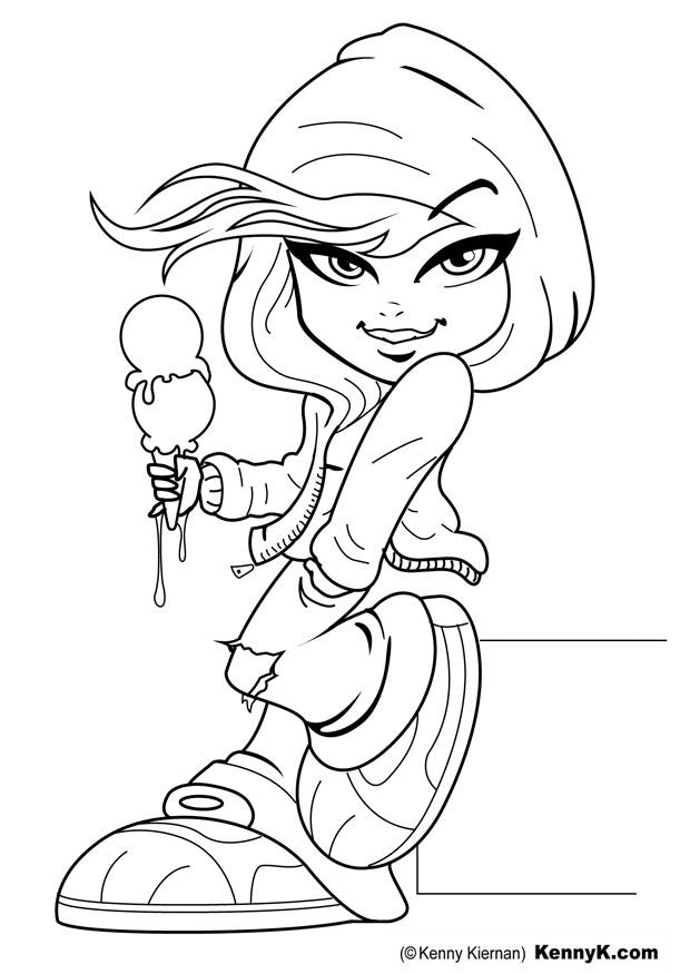menina com um sorvete Página para colorir menina com um sorvete