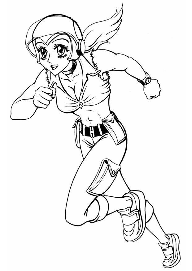 menina correndo Página para colorir menina correndo