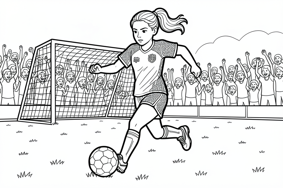 menina joga futebol Página para colorir menina joga futebol