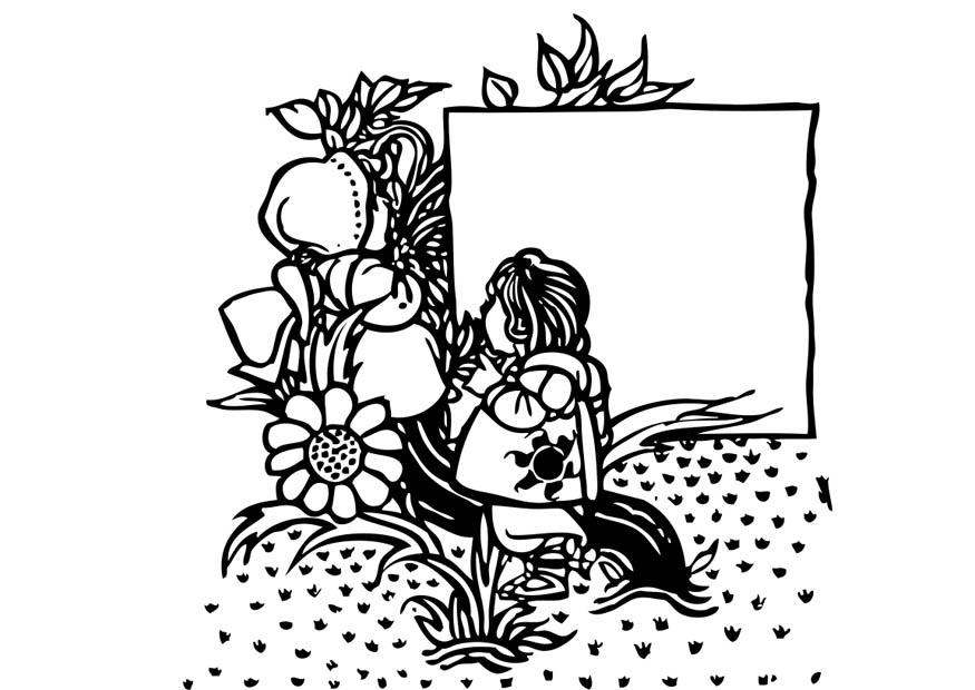 menina no jardim Página para colorir menina no jardim