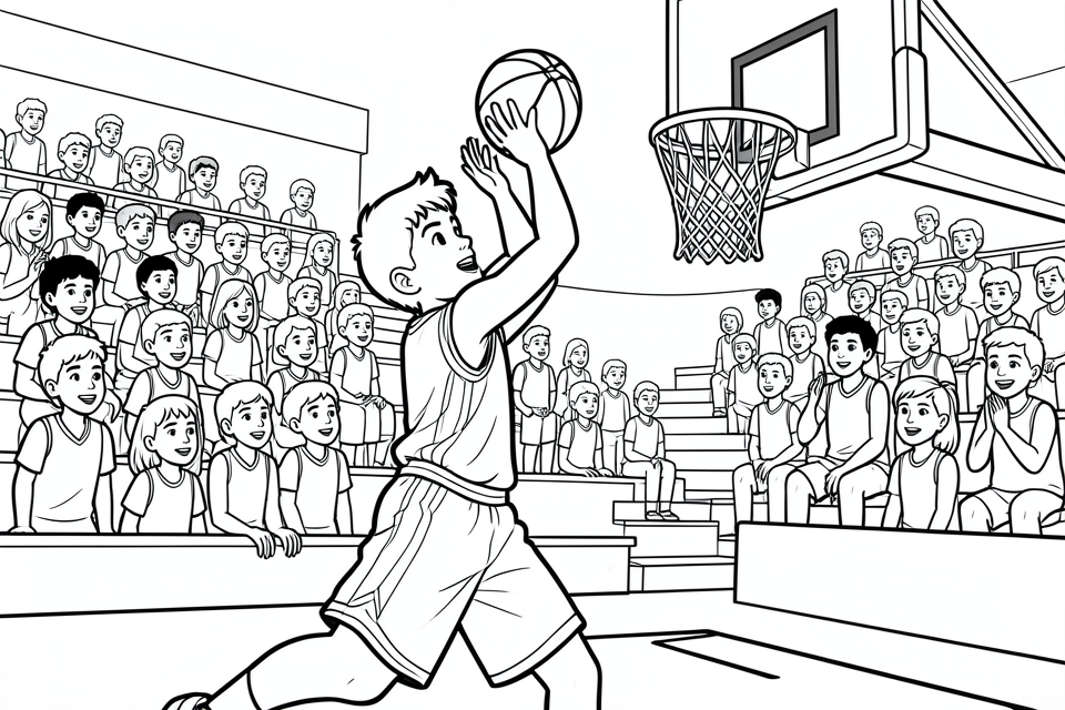 menino joga basquete Página para colorir menino joga basquete
