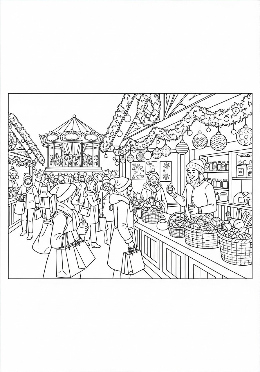 mercado de natal Página para colorir mercado de natal