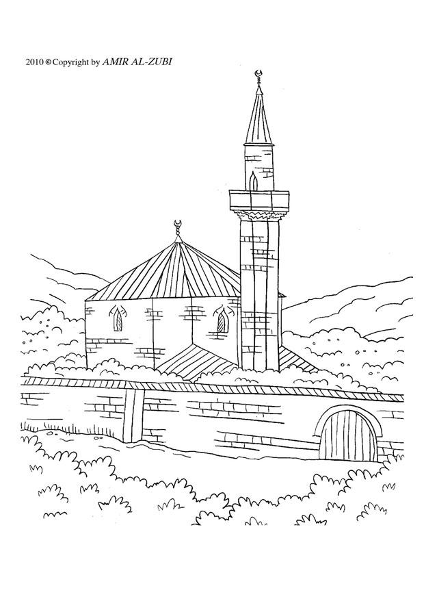 Página para colorir mesquita 