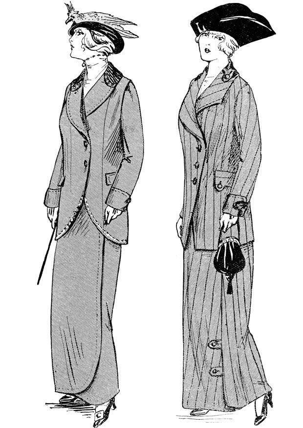 moda inverno em paris 1914 Página para colorir moda inverno em paris 1914