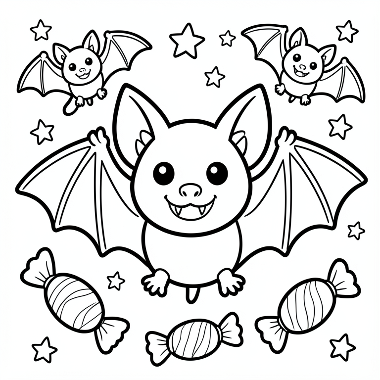 Página para colorir morcegos vampiros fofos