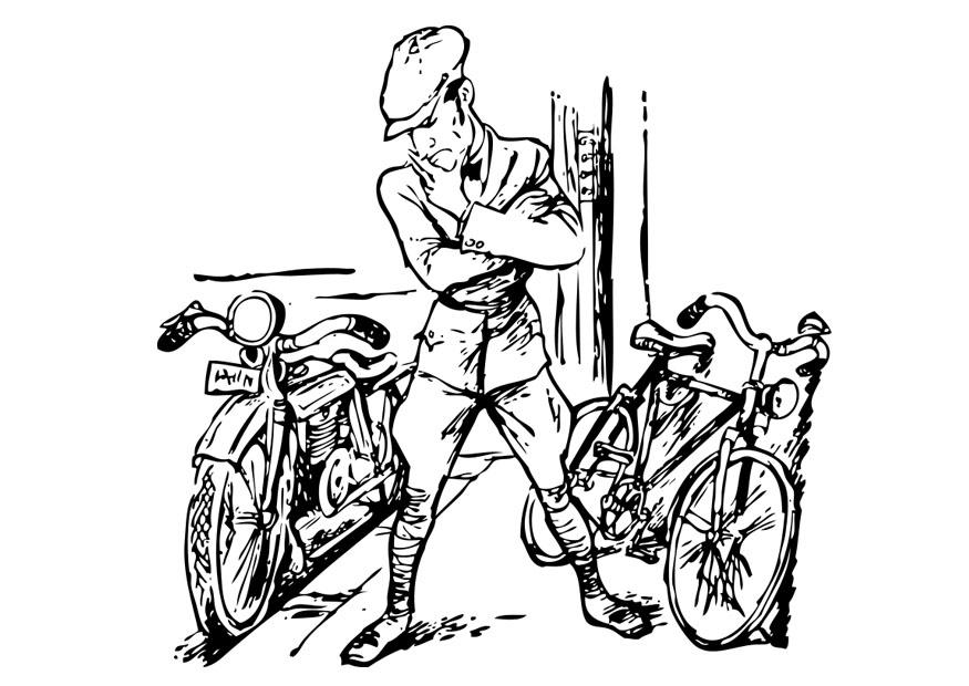 motocicleta e bicicleta Página para colorir motocicleta e bicicleta