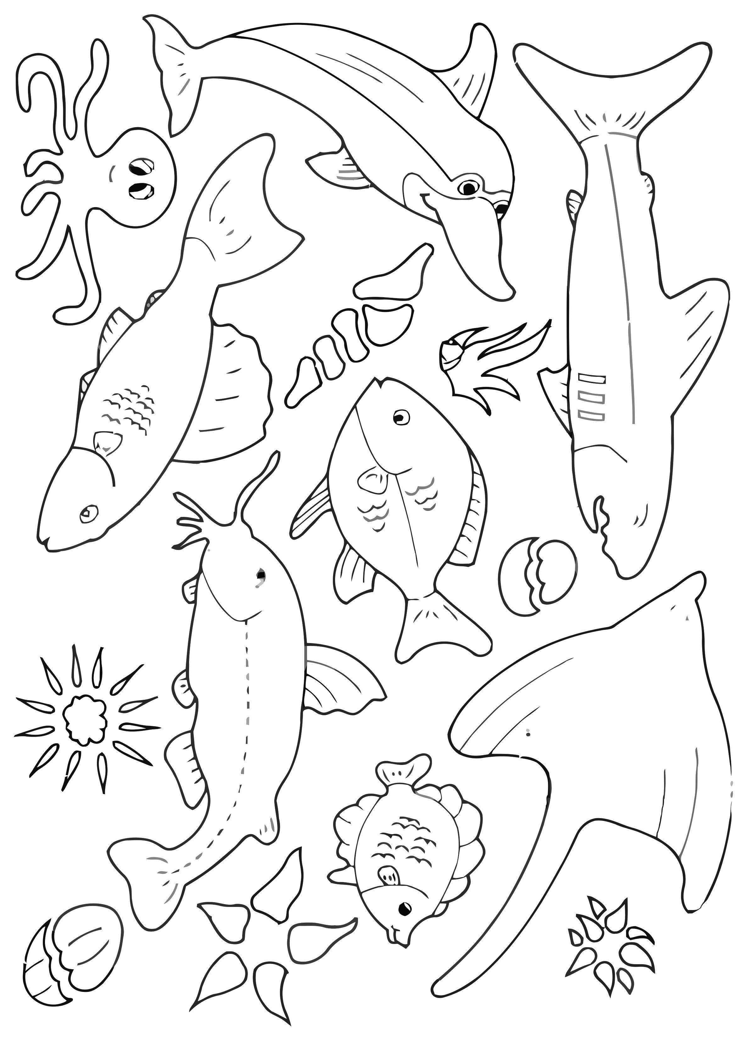 muitos peixes no mar Página para colorir muitos peixes no mar