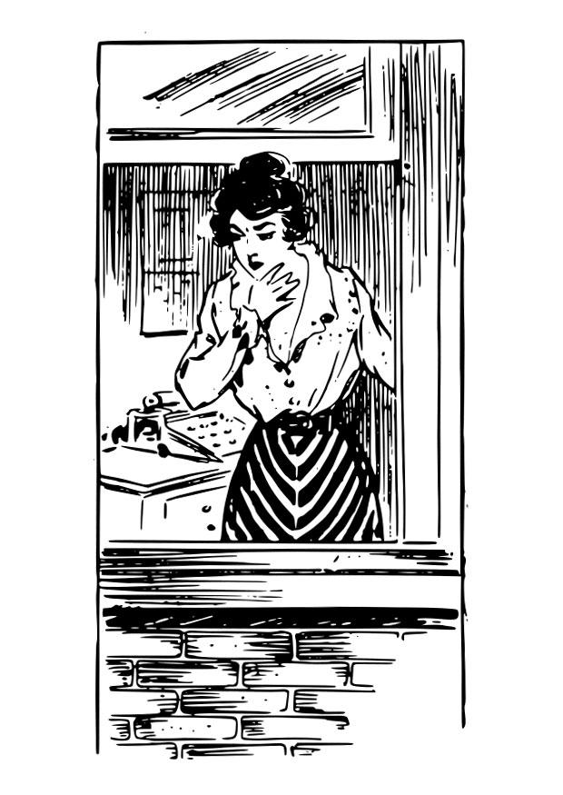 mulher na janela Página para colorir mulher na janela