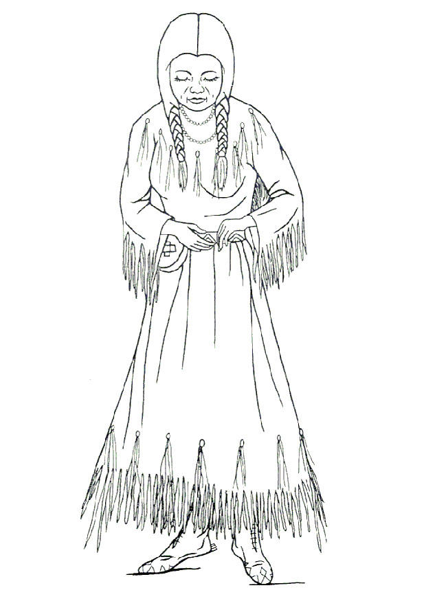 Página para colorir mulher nimiipu