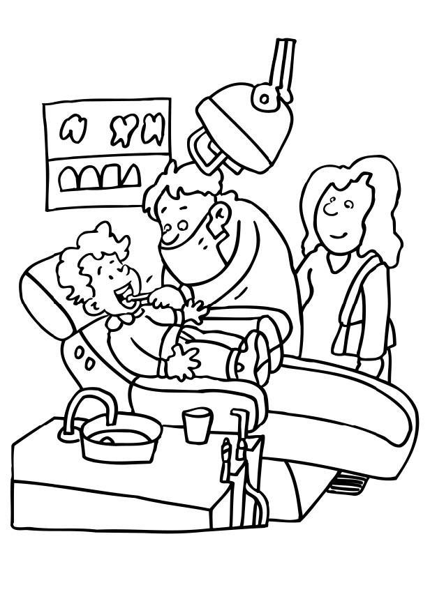 no dentista Página para colorir no dentista