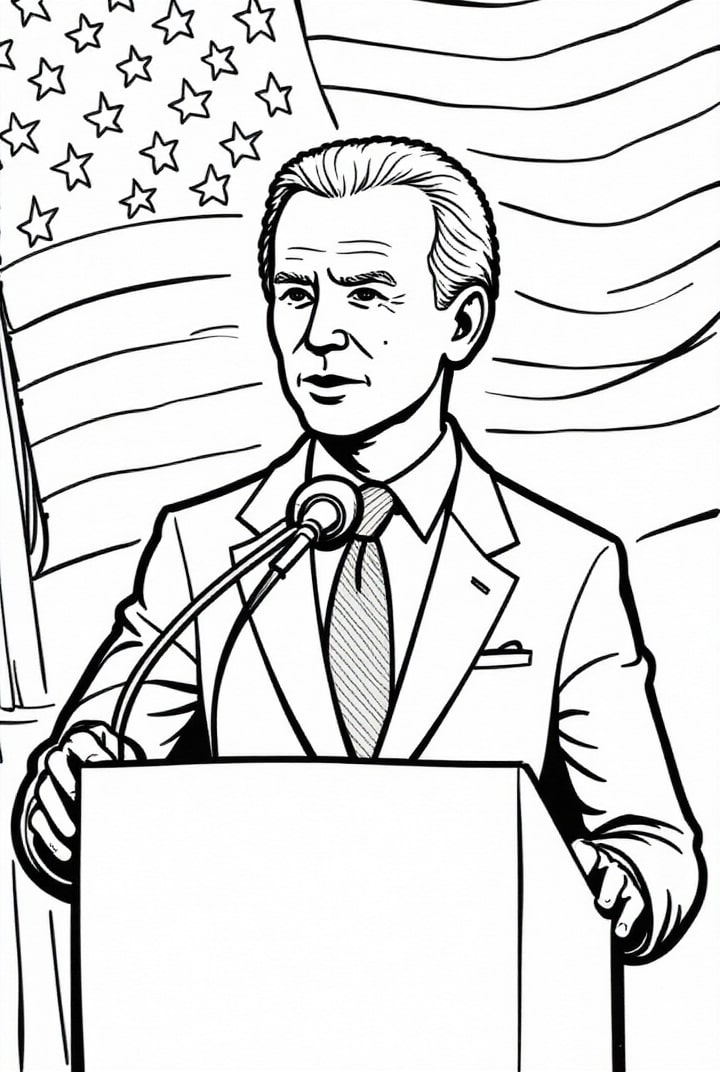 o presidente biden faz um discurso Página para colorir o presidente biden faz um discurso