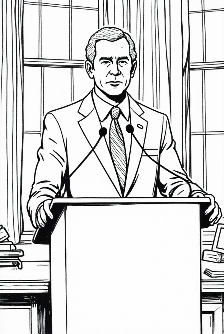 o presidente george w. bush faz um discurso Página para colorir o presidente george w. bush faz um discurso