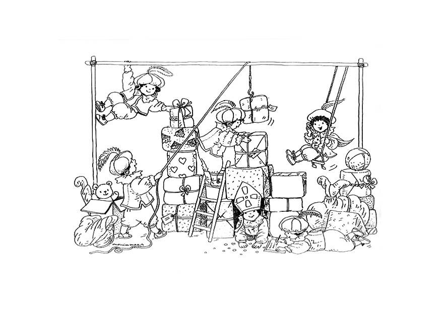 os piets embrulhando presentes Página para colorir os piets embrulhando presentes