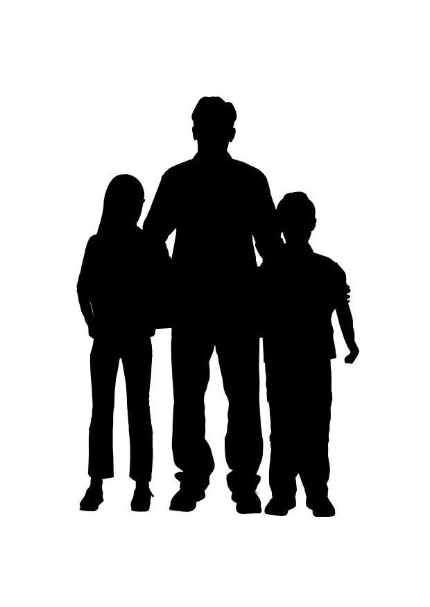 pai com filho e filha Página para colorir pai com filho e filha