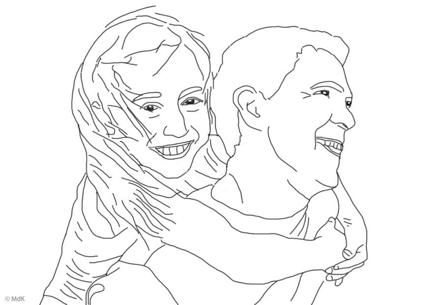 pai e filha Página para colorir pai e filha
