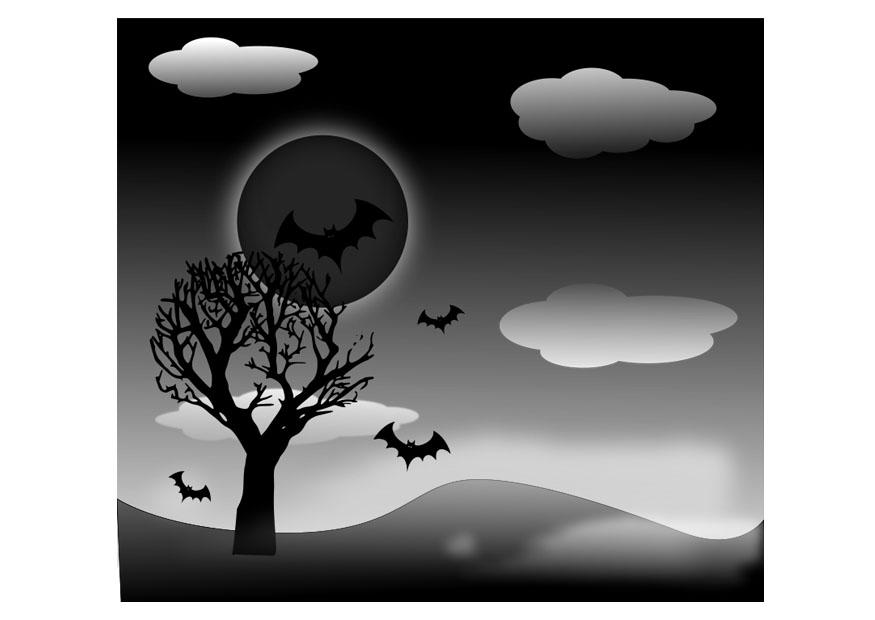 paisagem de halloween Página para colorir paisagem de halloween