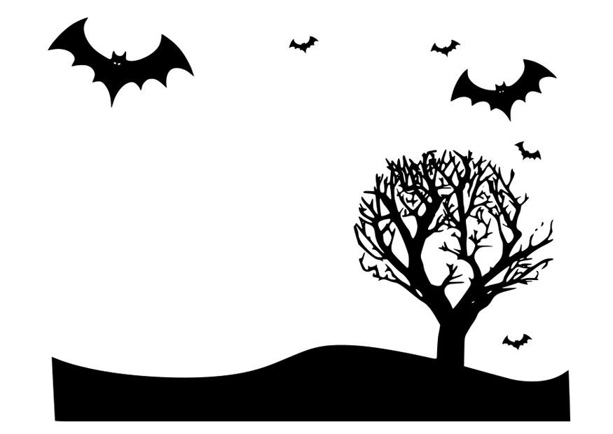 paisagem de halloween Página para colorir paisagem de halloween