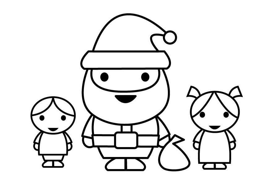 papai noel com crianA§as Página para colorir papai noel com crianA§as