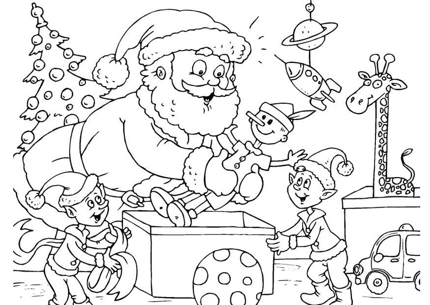 papai noel com elfos Página para colorir papai noel com elfos