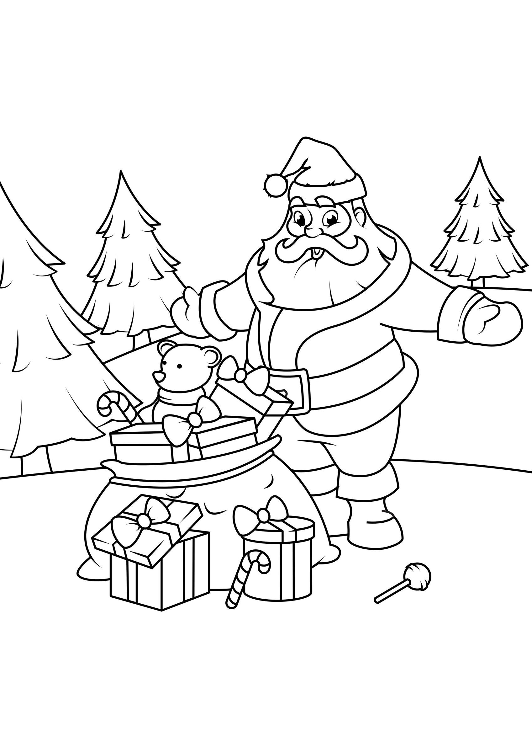 papai noel com pacotes Página para colorir papai noel com pacotes