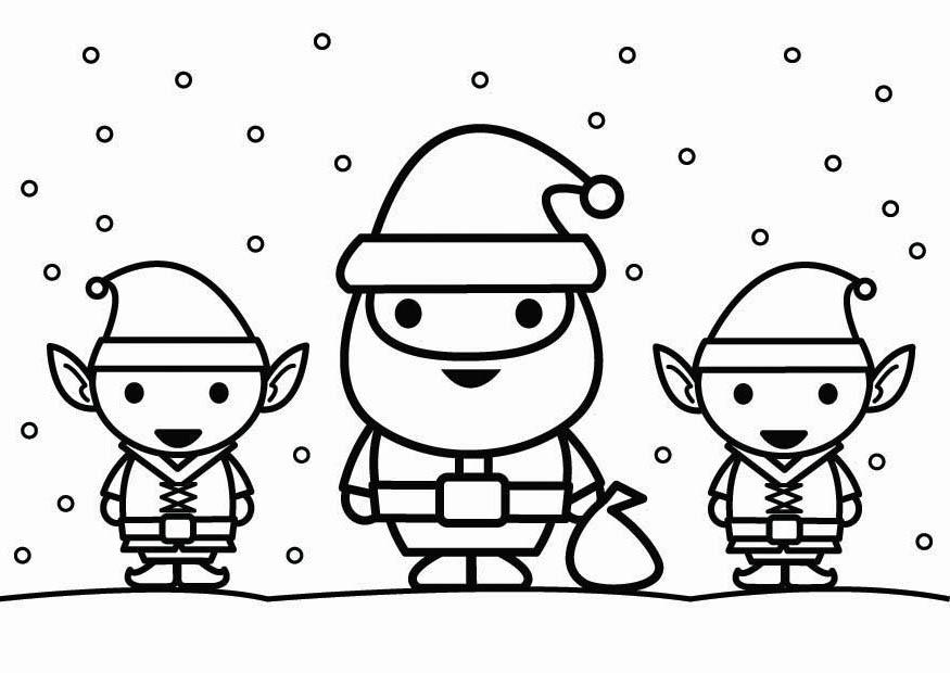 papai noel com seus ajudantes Página para colorir papai noel com seus ajudantes