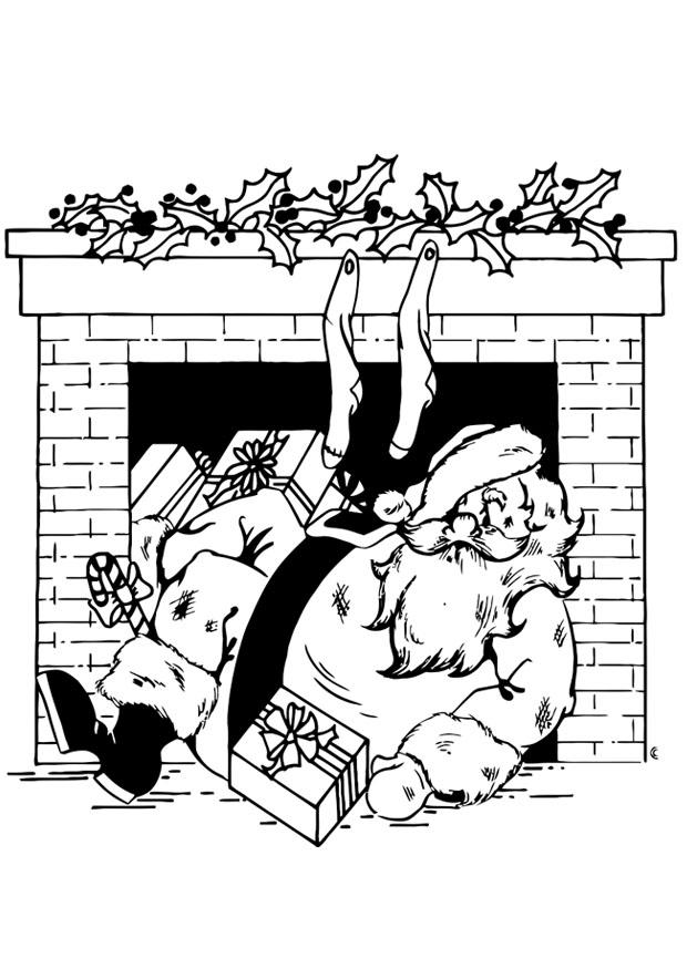 papai noel na lareira Página para colorir papai noel na lareira