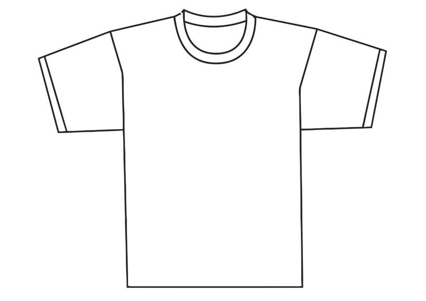 Página para colorir parte da frente de uma camiseta 