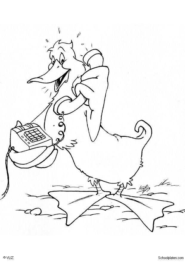 pato ao telefone Página para colorir pato ao telefone