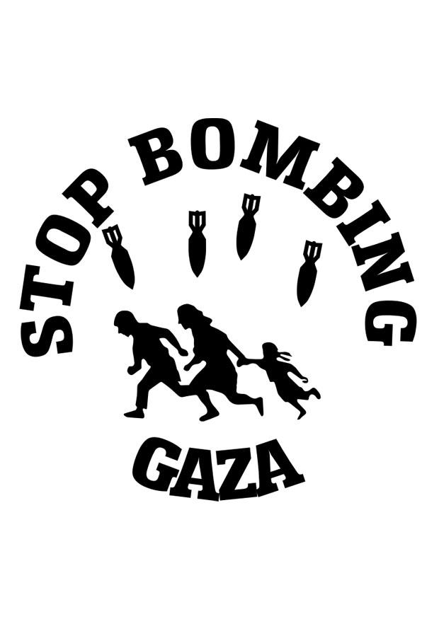 Página para colorir pelo fim do bombardeio em gaza