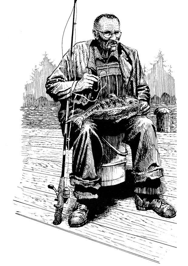 pescador Página para colorir pescador