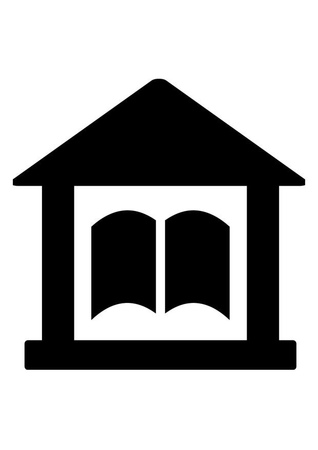 pictograma de biblioteca Página para colorir pictograma de biblioteca