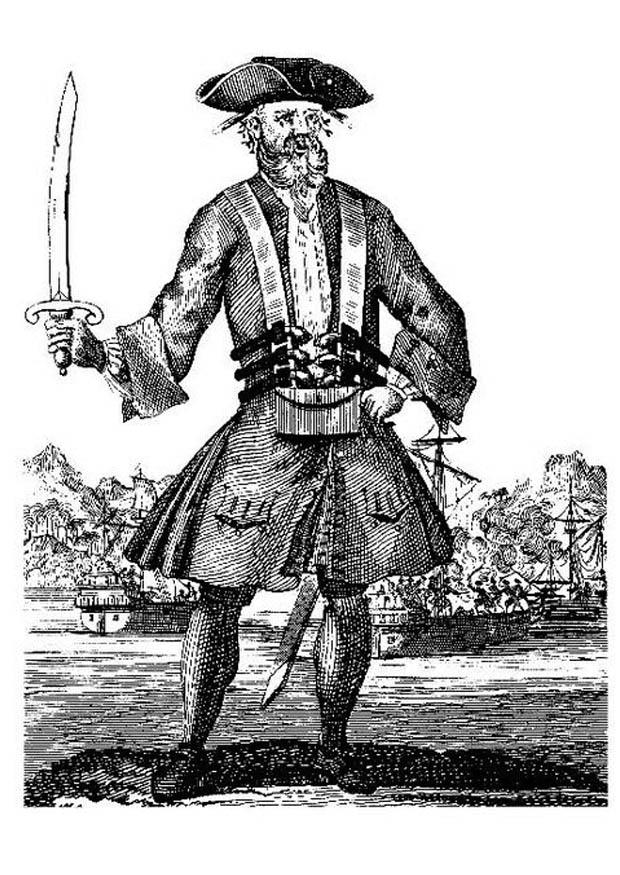 pirata barba negra Página para colorir pirata barba negra