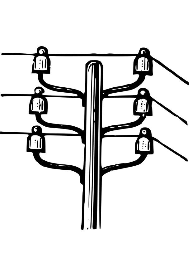 Página para colorir poste de eletricidade 