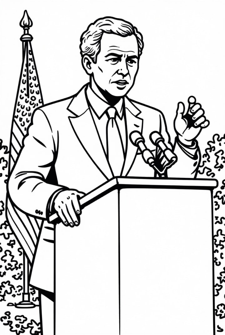 Página para colorir presidente george w. bush
