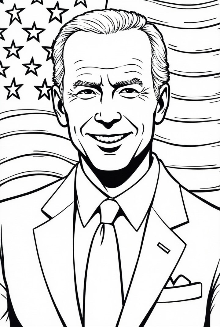 Página para colorir presidente joe biden