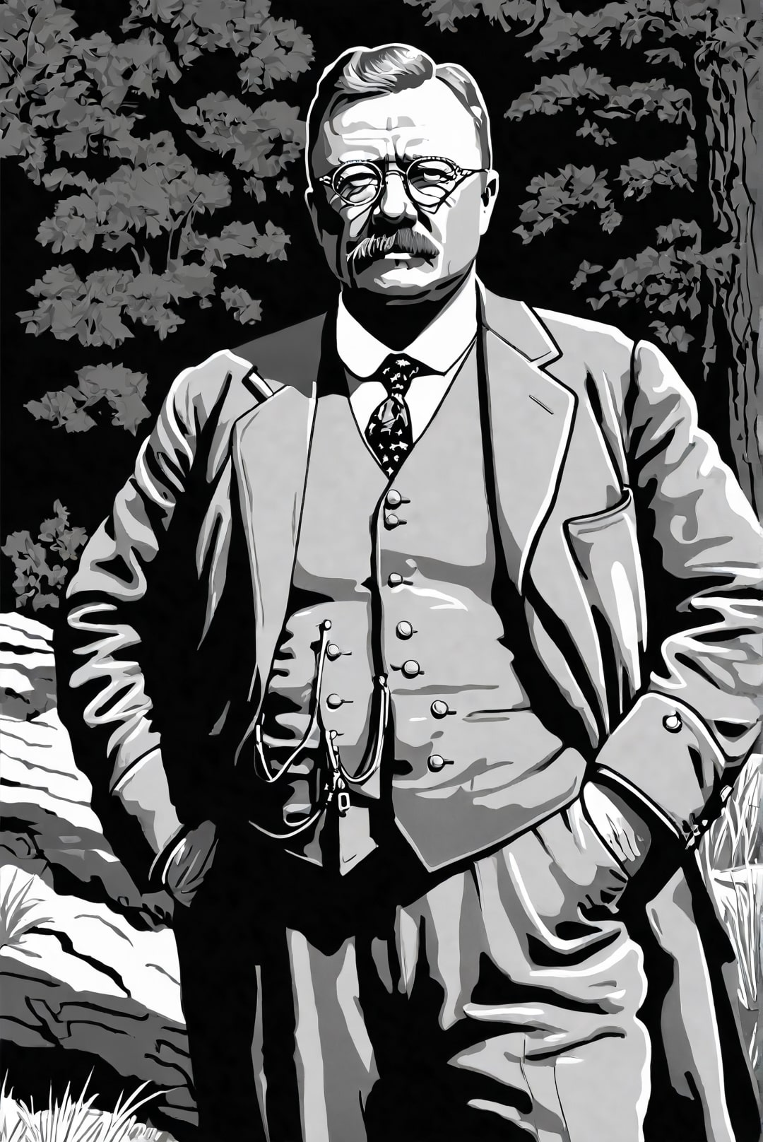presidente theodore roosevelt na natureza Página para colorir presidente theodore roosevelt na natureza
