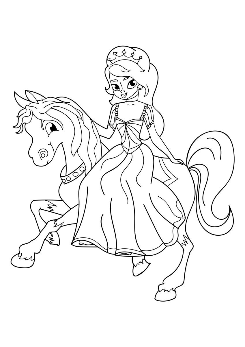 princesa a cavalo Página para colorir princesa a cavalo
