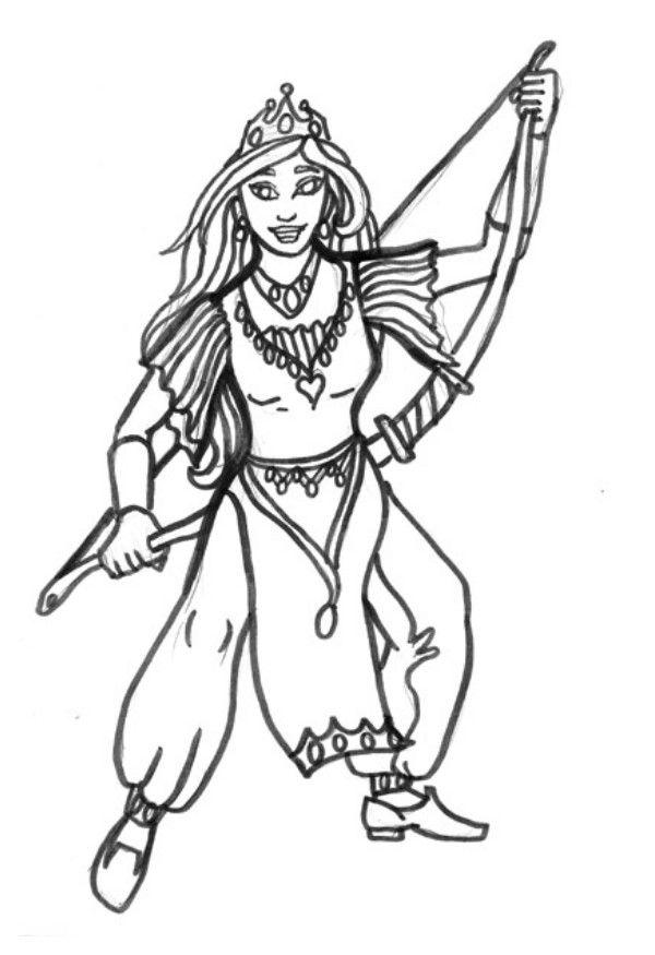 princesa arqueira Página para colorir princesa arqueira